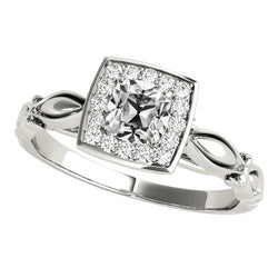 Bague En Réel Diamant Taille Ancienne Avec Coussin Halo De Style Vintage 4 Carats En Filigrane