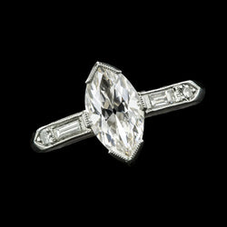 Bague En Réel Diamant Taille Ancienne Marquise Sertie De Griffes En V or 4.75 Carats 14K