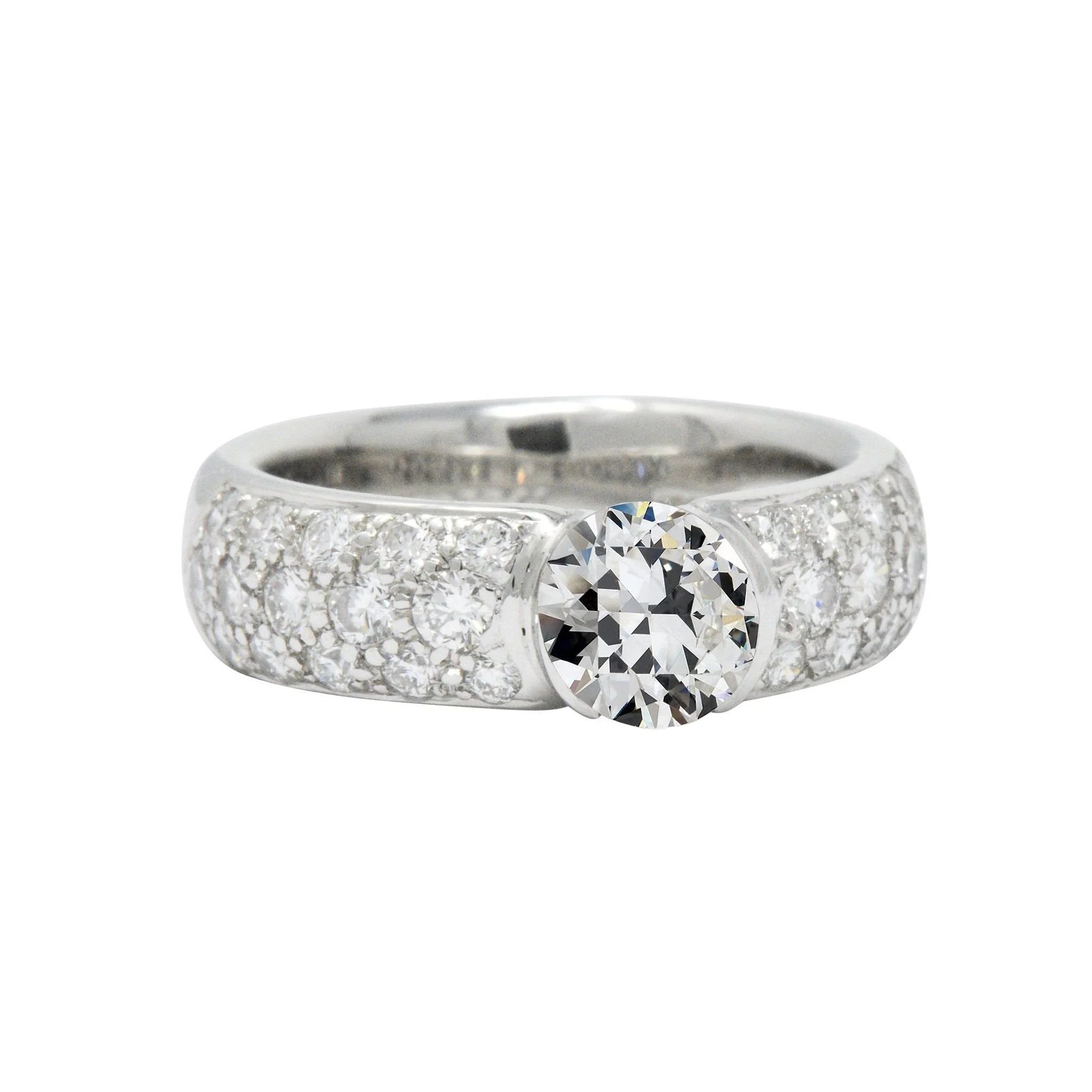 Bague En Réel Diamants Ronds Taille Vieille Mine Sertie En Or 14K 3.75 Carats