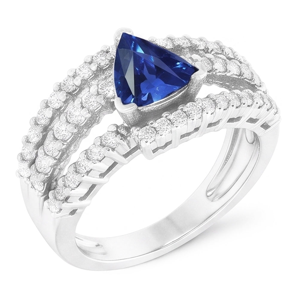 Bague En Saphir de Ceylan Naturel Avec Diamants