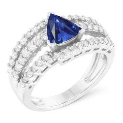 Bague En Saphir de Ceylan Naturel Avec Diamants