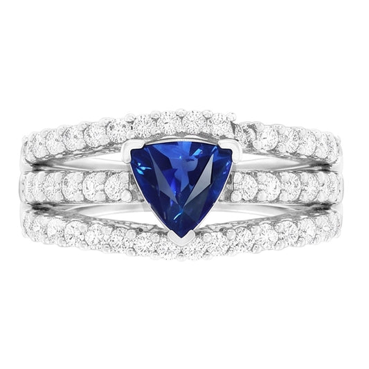 Bague En Saphir de Ceylan Naturel Avec Diamants