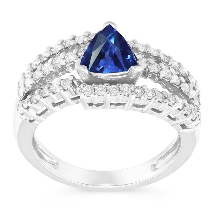 Bague En Saphir de Ceylan Naturel Avec Diamants