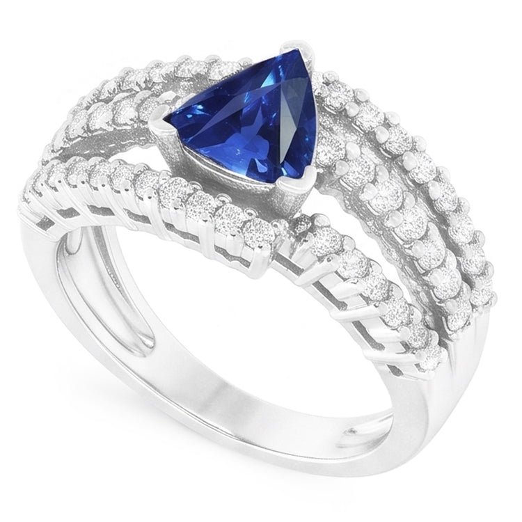 Bague En Saphir de Ceylan Naturel Avec Diamants