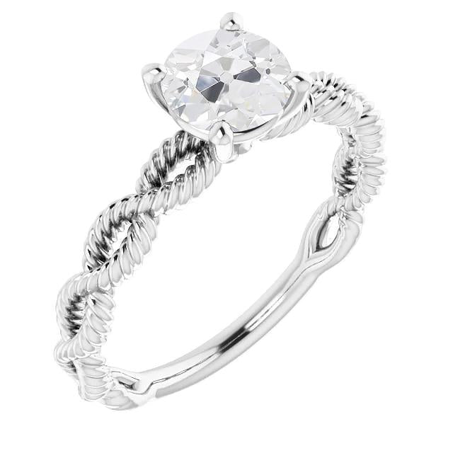 Bague En Véritable Diamant De Mineur Rond De 2 Carats Solitaire De Style De Corde D'Infini