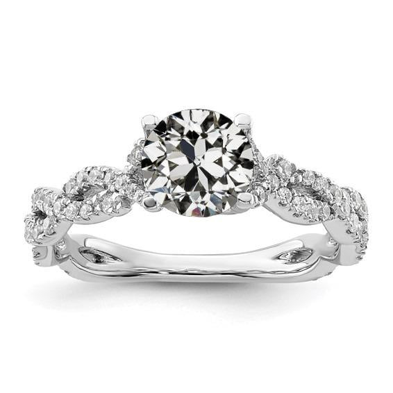 Bague En Véritable Diamant De Taille Ancienne Ronde De 5 Carats. Bijoux De Style Infini À Griffes