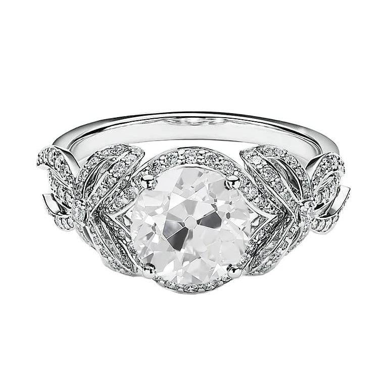 Bague En Véritable Diamant Ronde Vieux Mineur Style Ruban Pave Set 2.75 Carats