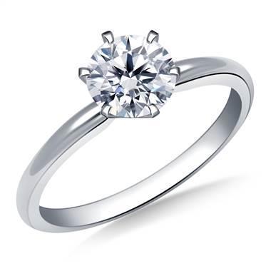 Bague En Véritable Diamant Solitaire Rond De 1.30 Ct En Or Blanc Massif 14K