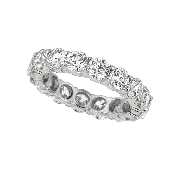 Bague Éternité Réel Diamant Rond 4.80 Carats Or Blanc 14K