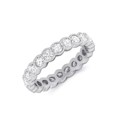 Bague Eternité Sertie De Réel Diamants Ronds De 2.20 Cts Sertis De Lunette En Or Blanc 14K