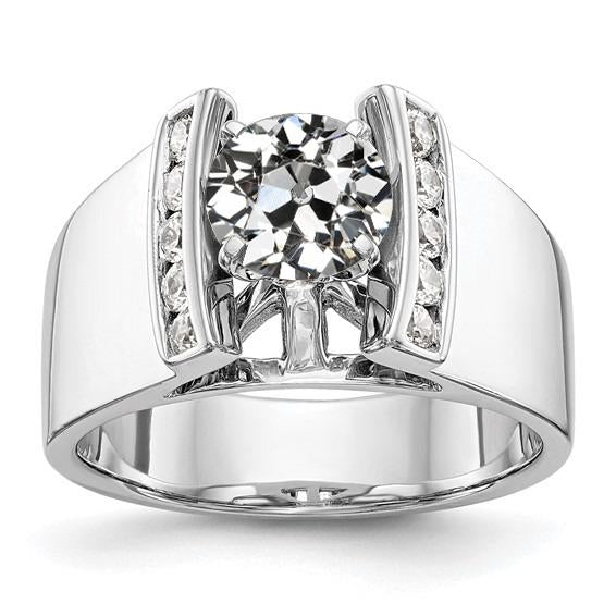 Bague Fantaisie Avec Véritable Diamants Ronds Taille Vieille Mine Sertie De Bijoux 3 Carats