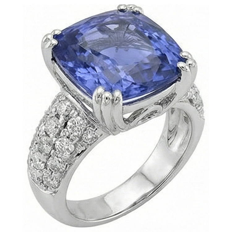 naturel round tanzanite 7.50carats bague vue de profil