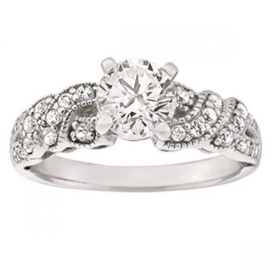 Bague Fantaisie De Fiançailles Véritable Diamant De Style Antique 1.40 Carats Or Blanc 14K