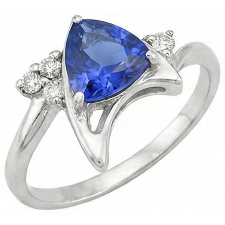 naturel trillion diamant 1.75carats bague angle de côté