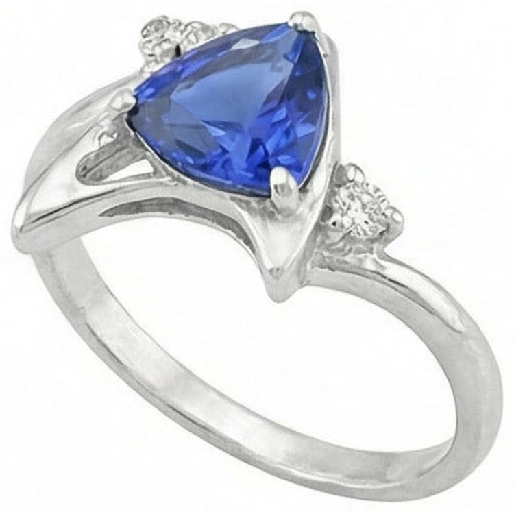 naturel trillion diamant 1.75carats bague détail rapproché