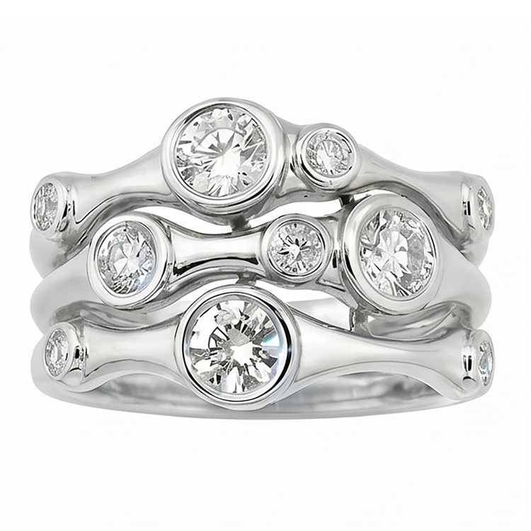 Bague Fantaisie Diamant Naturels Extraits des Mines ( et non cultivés en laboratoire ) 1.10 Carats 14K Blanc Bijoux Homme Neuf