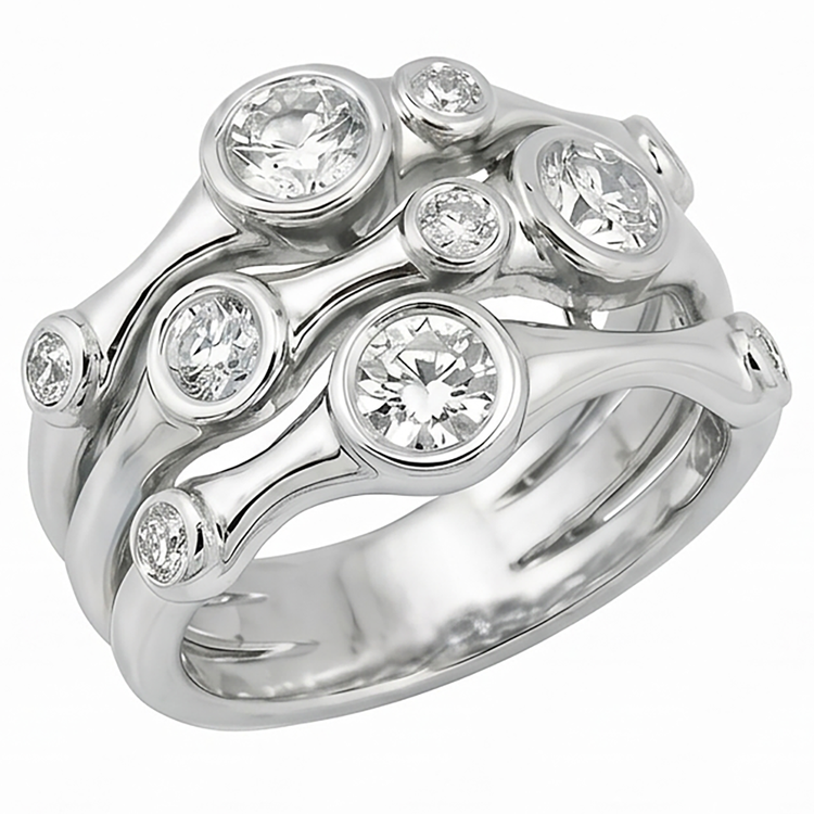 Bague Fantaisie Diamant Naturels Extraits des Mines ( et non cultivés en laboratoire ) 1.10 Carats 14K Blanc Bijoux Homme Neuf