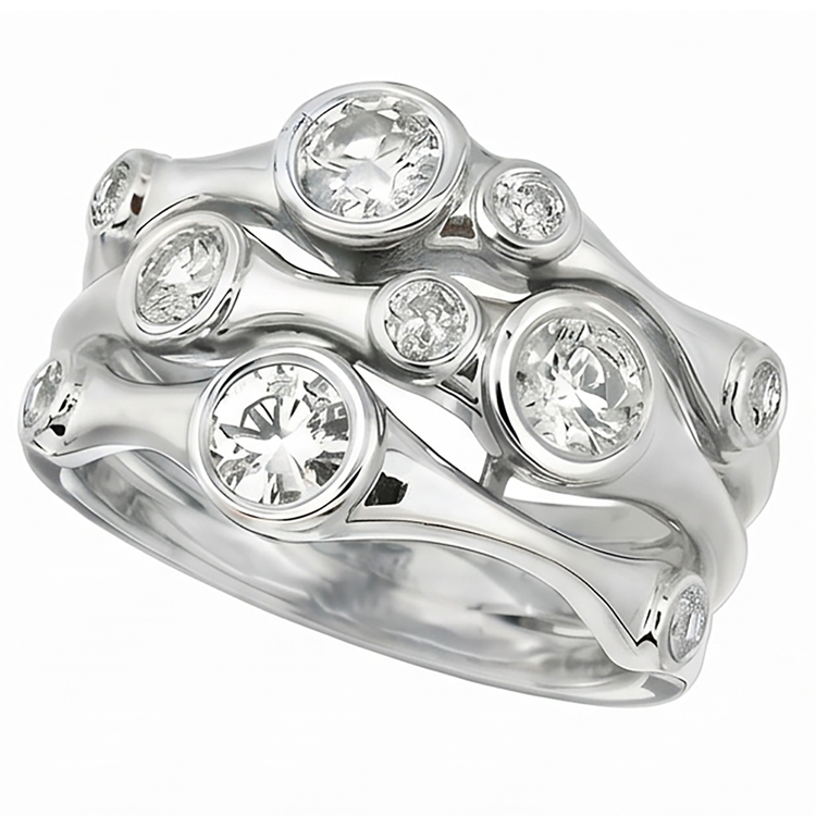 Bague Fantaisie Diamant Naturels Extraits des Mines ( et non cultivés en laboratoire ) 1.10 Carats 14K Blanc Bijoux Homme Neuf