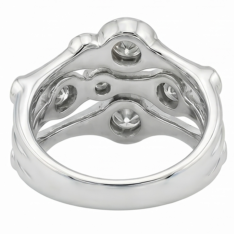 Bague Fantaisie Diamant Naturels Extraits des Mines ( et non cultivés en laboratoire ) 1.10 Carats 14K Blanc Bijoux Homme Neuf