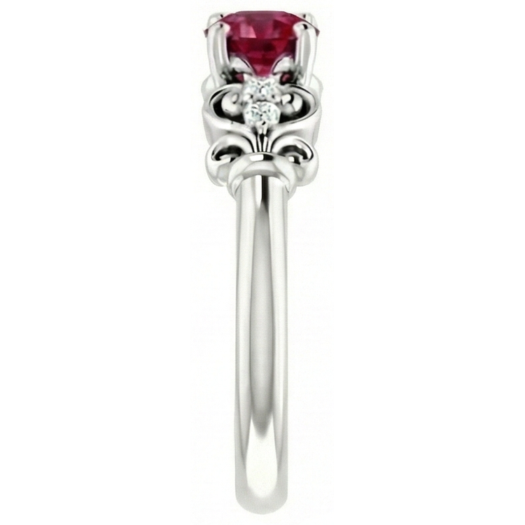 Bague Fantaisie Diamant Naturels Extraits des Mines ( et non cultivés en laboratoire ) Rond Rubis 1.40 Carats Or Blanc 14K