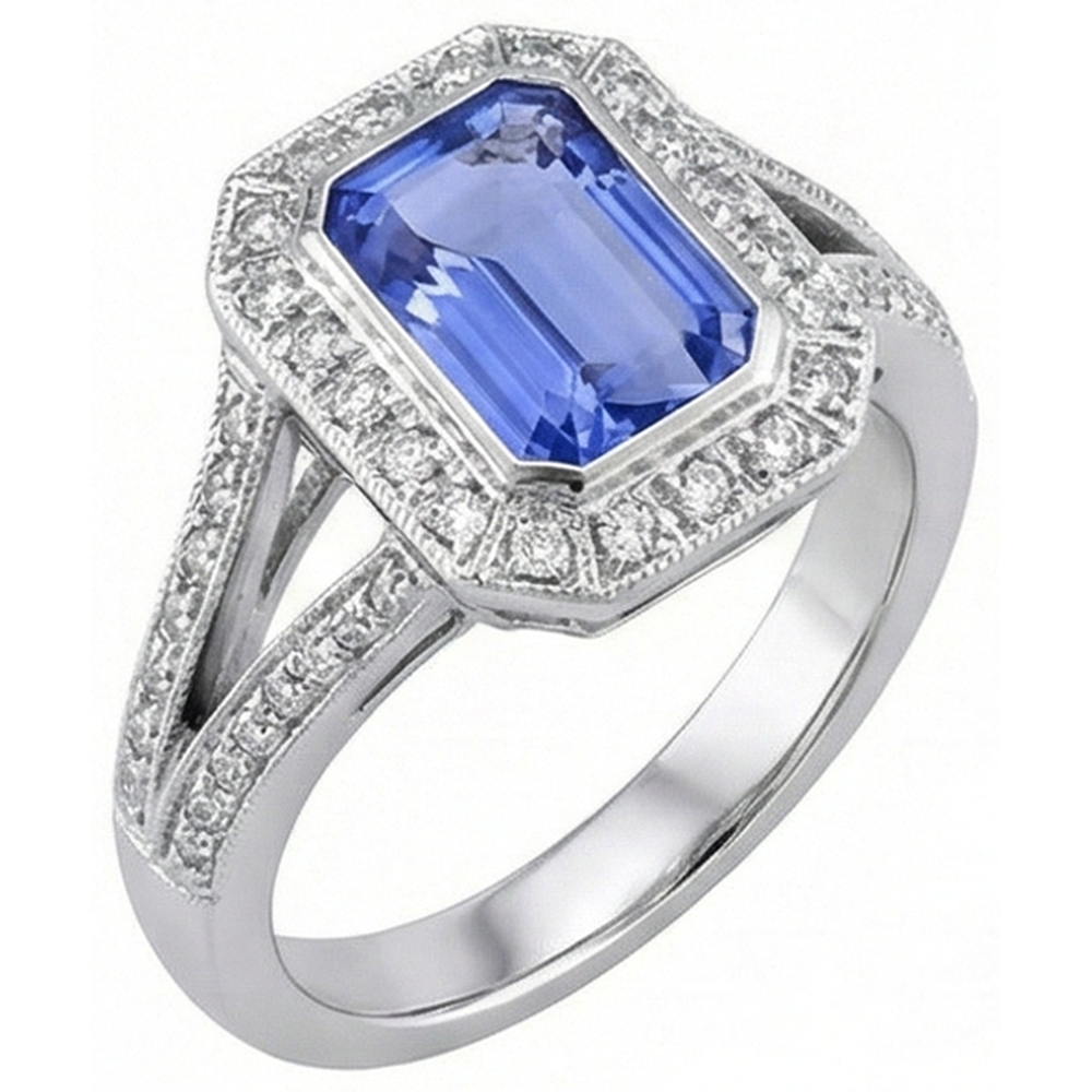 naturel round tanzanite 5.36carats bague vue de dessus