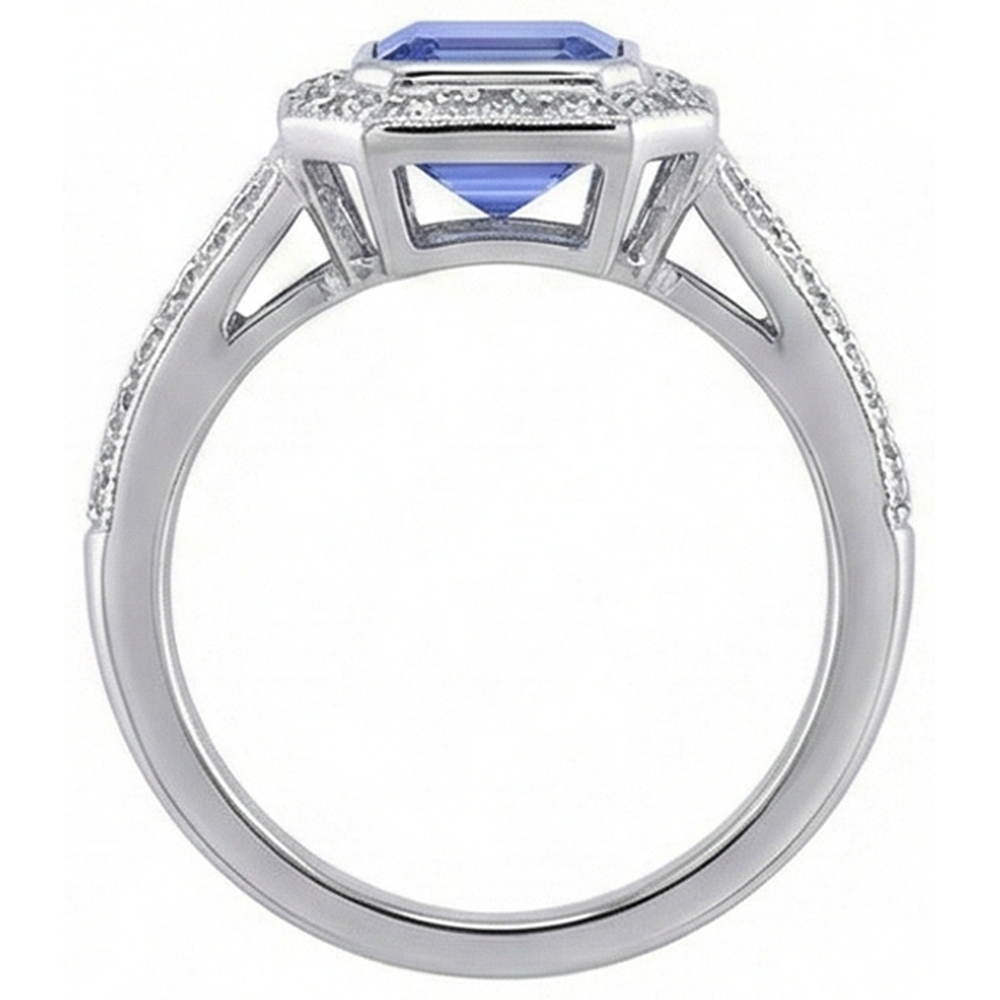 naturel round tanzanite 5.36carats bague vue de profil
