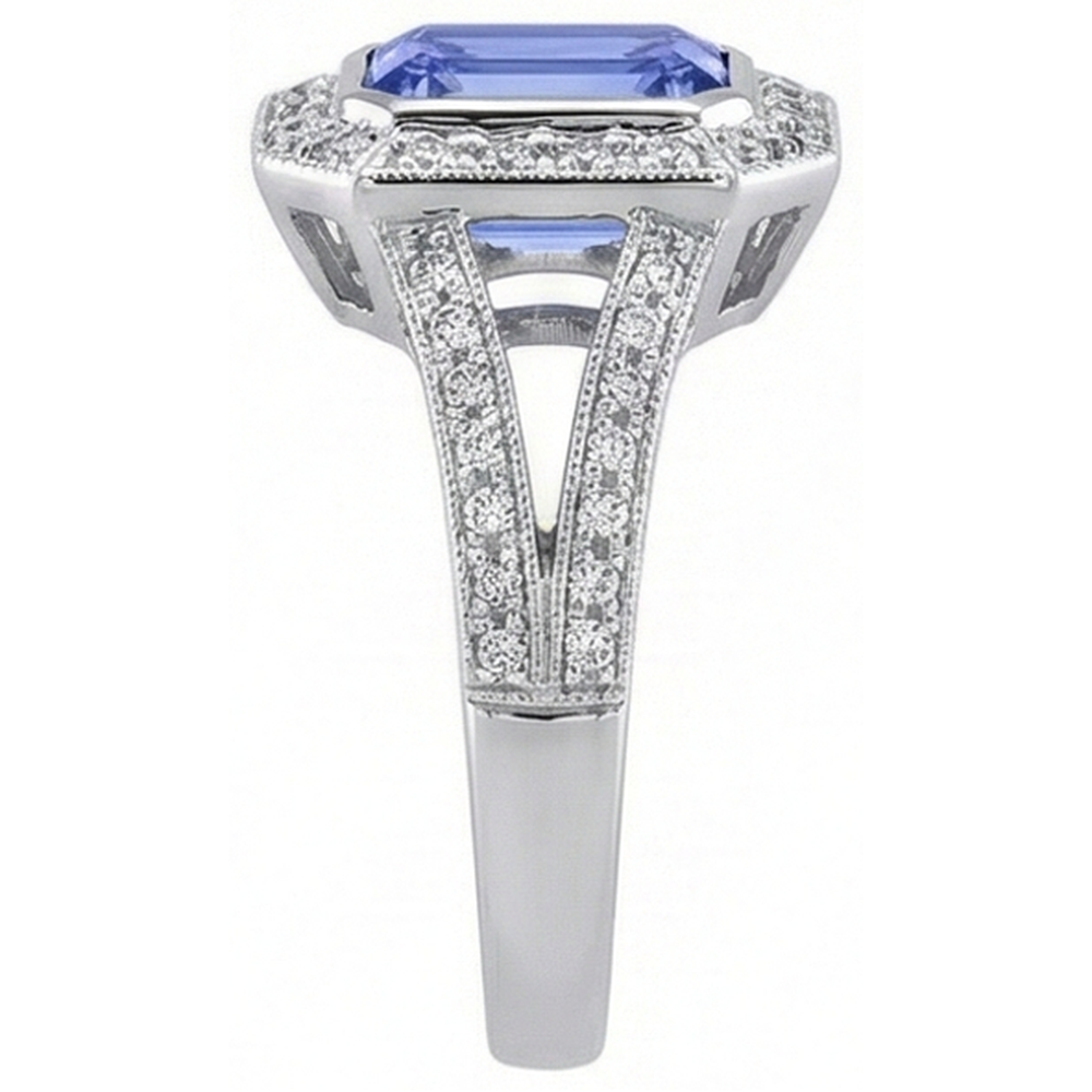 naturel round tanzanite 5.36carats bague sur blanc