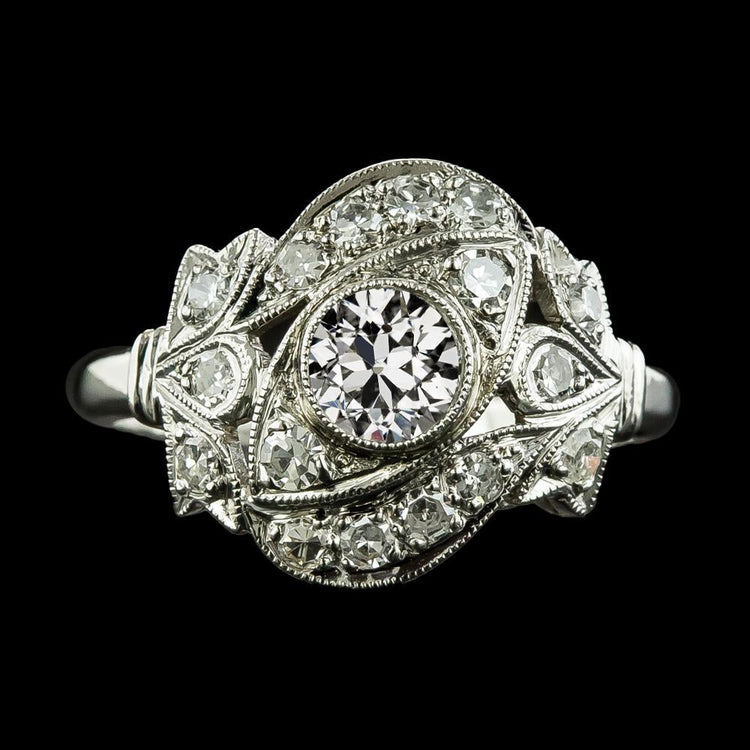 Bague Fantaisie Réel Diamant Rond Taille Ancienne Sertie Clos 3 Carats Millegrain