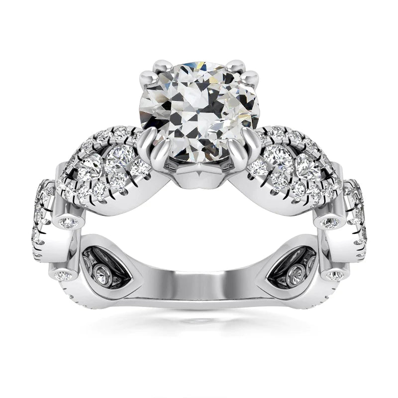 Bague Fantaisie Réel Diamant Rond Vieux mineur Sertie Double Griffe 7.50 Carats