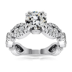 Bague Fantaisie Réel Diamant Rond Vieux mineur Sertie Double Griffe 7.50 Carats