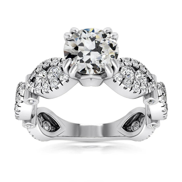 Bague Fantaisie Réel Diamant Rond Vieux mineur Sertie Double Griffe 7.50 Carats