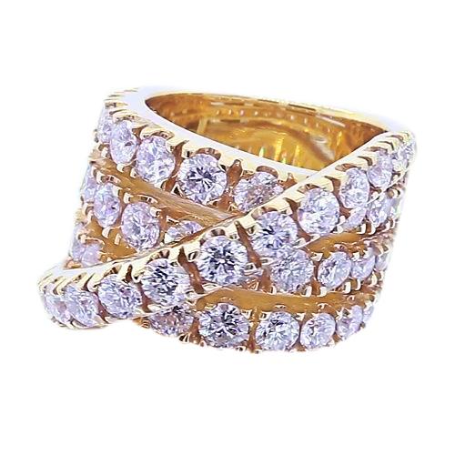 Bague Fantaisie Ronde Naturel Diamant Type Vintage Or Jaune 14K 3.57 Carats