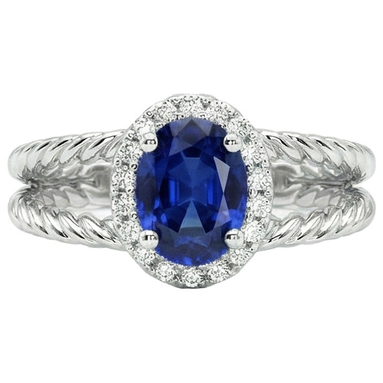 naturel oval diamant 1.55carats bague angle de côté