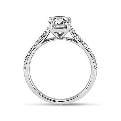 Bague Fantaisie Solitaire Naturel Diamant Rond Avec Accents Or Blanc 2.58 Carats