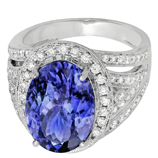 naturel round tanzanite 6.55carats bague angle de côté