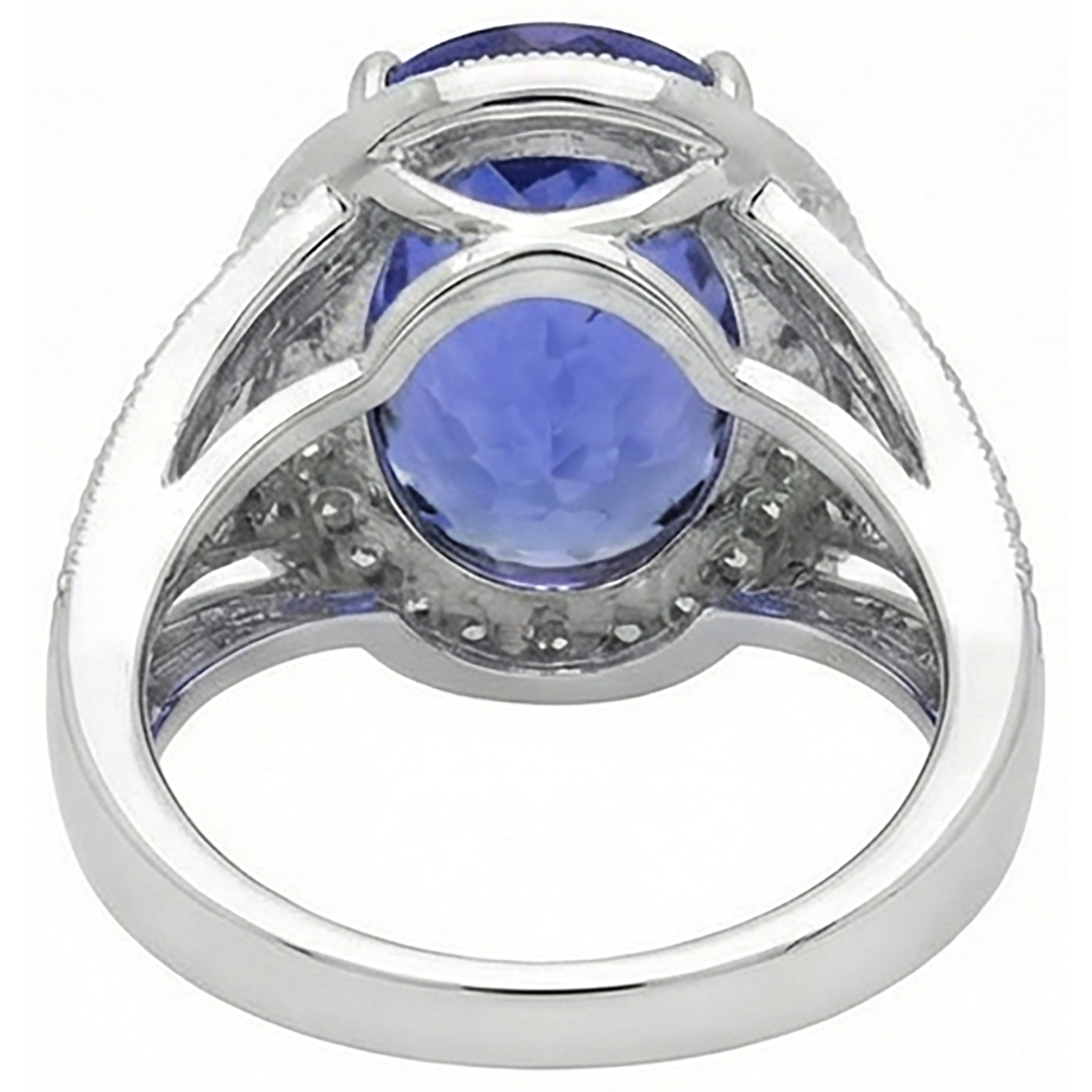 naturel round tanzanite 6.55carats bague vue de profil