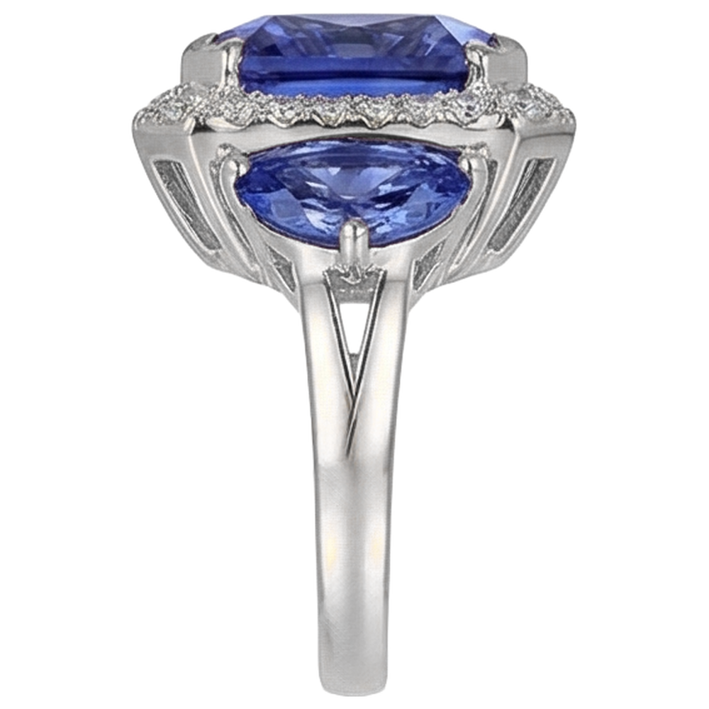naturel round tanzanite 6.75carats bague sur blanc
