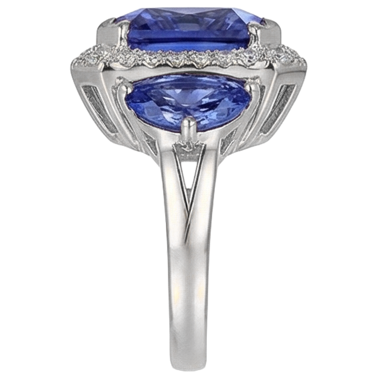 naturel round tanzanite 6.75carats bague sur blanc