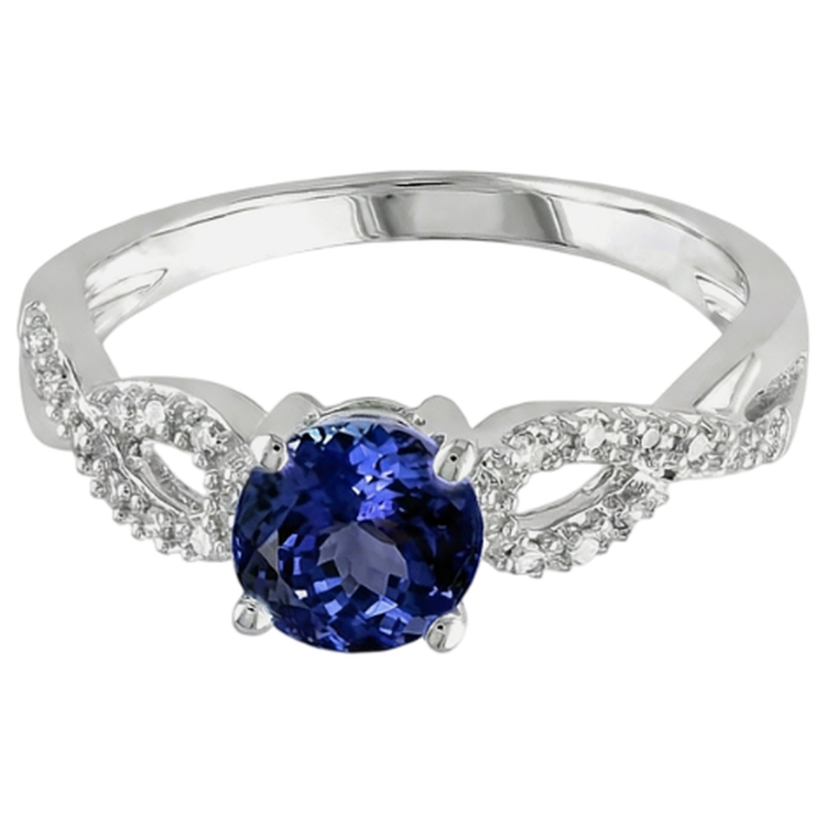 naturel round tanzanite 3.50carats bague angle de côté
