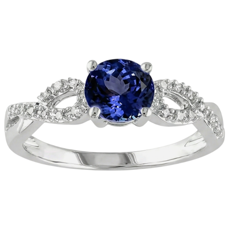 naturel round tanzanite 3.50carats bague vue de dessus