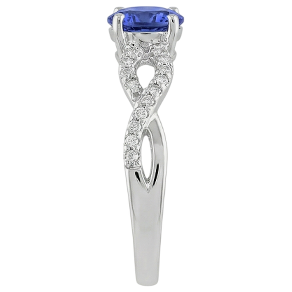 naturel round tanzanite 3.50carats bague vue de profil