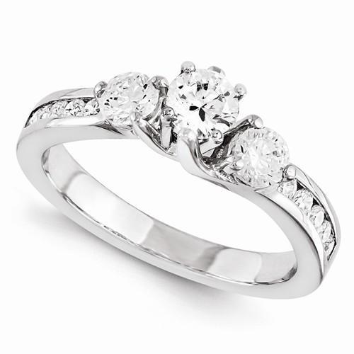 Bague Fantaisie Trois Pierres De Fiançailles Réel Diamant 1.95 Carats Or Blanc 14 Carats