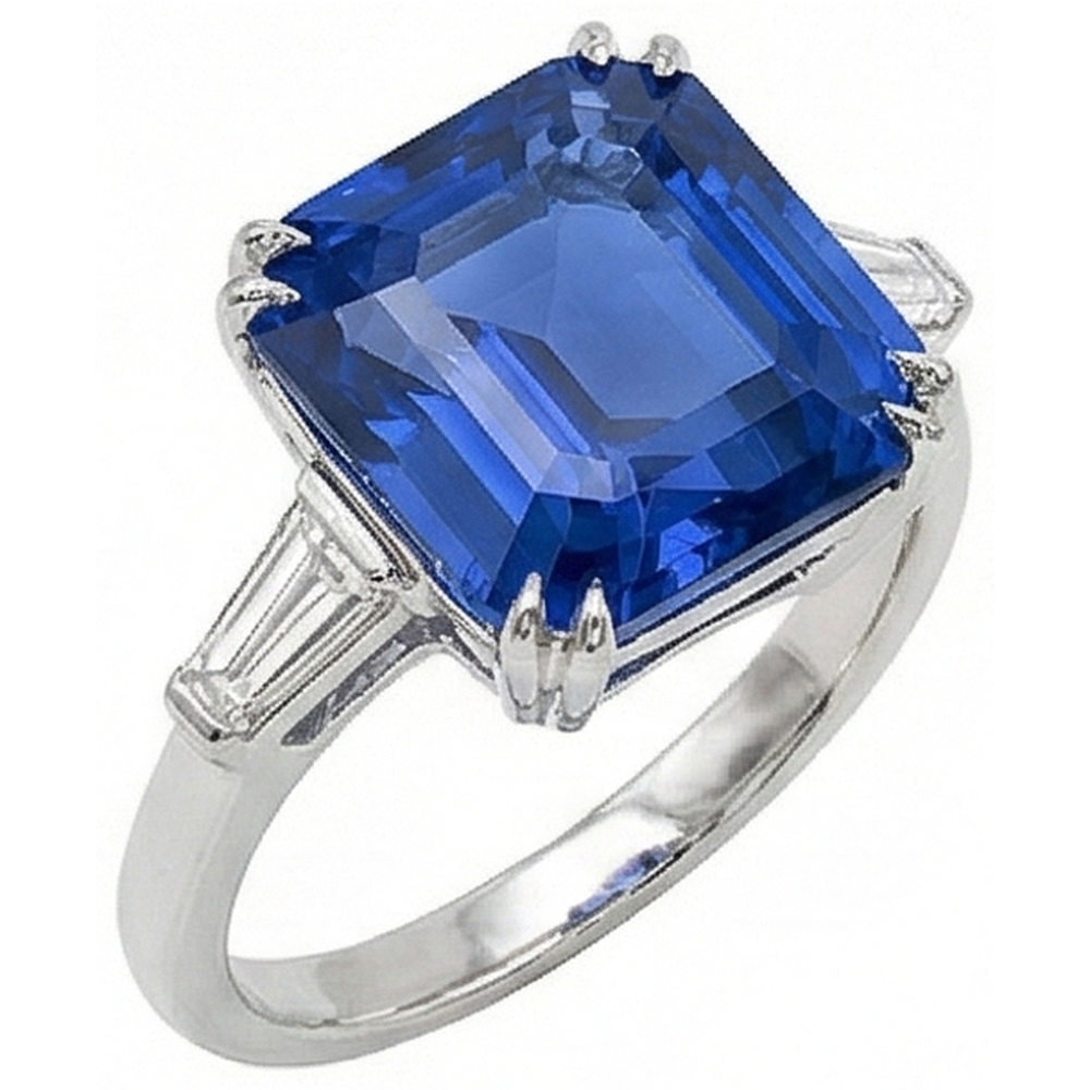 naturel baguette diamant 4.50carats bague angle de côté
