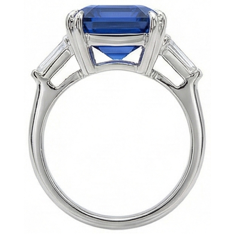 naturel baguette diamant 4.50carats bague sur blanc