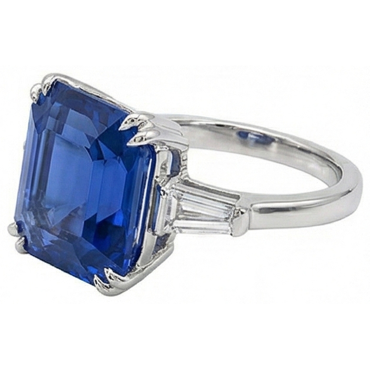 naturel baguette diamant 4.50carats bague vue de dessus