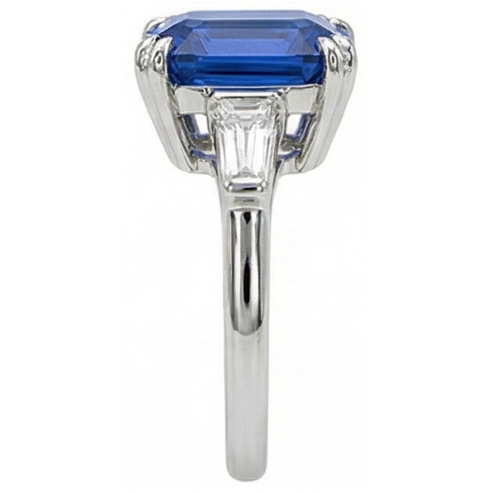 naturel baguette diamant 4.50carats bague vue de profil