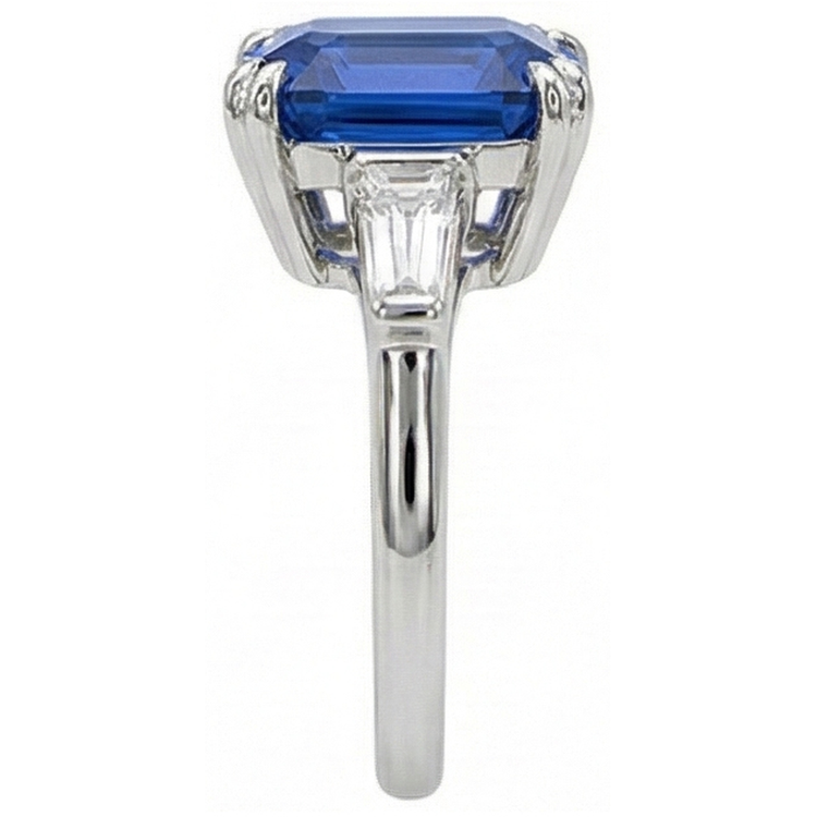 naturel baguette diamant 4.50carats bague vue de profil