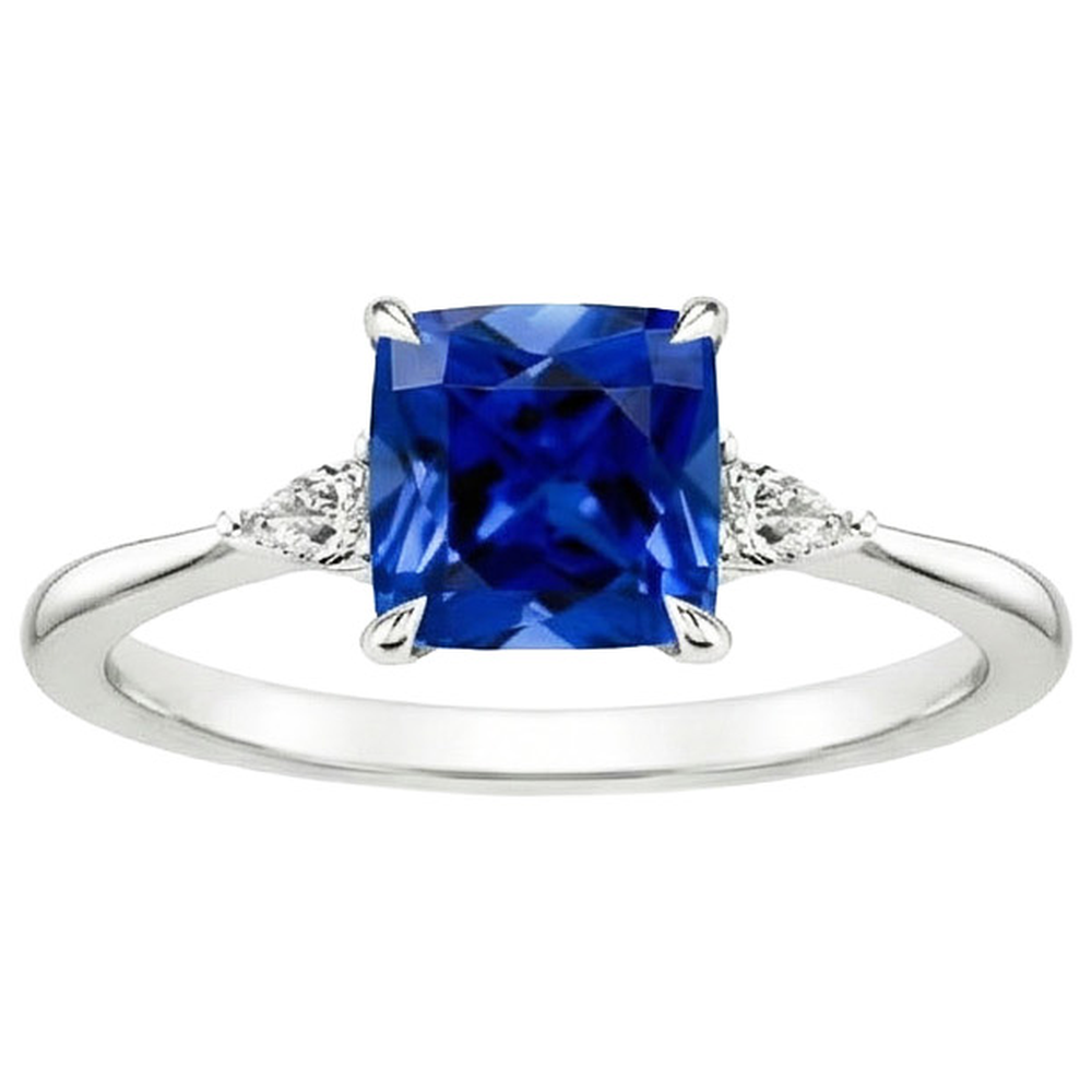 naturel cushion saphir 2.50carats bague vue de dessus