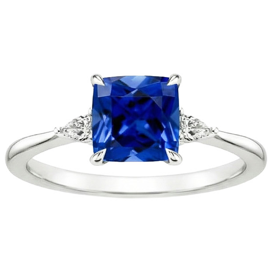 naturel cushion saphir 2.50carats bague vue de dessus