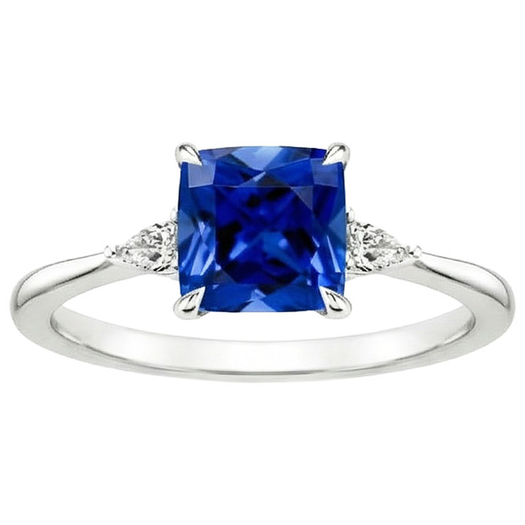 naturel cushion saphir 2.50carats bague vue de dessus